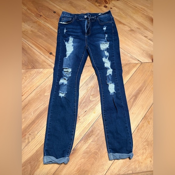 Denim - Blue Distressed slim fit skinny Jeans